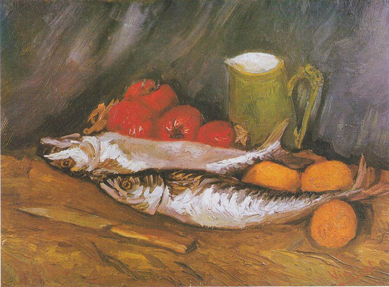 Vincent Van Gogh Still Life with mackerel, lemon and tomato